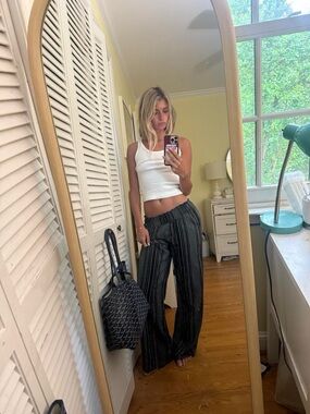 Beginning Boutique Black Pinstripe Wide-Leg Pants